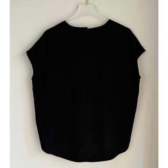 MM Lafleur The Didion Top Crepe Cap Sleeve Blouse Black Sz Medium Boxy Crewneck - Picture 5 of 8